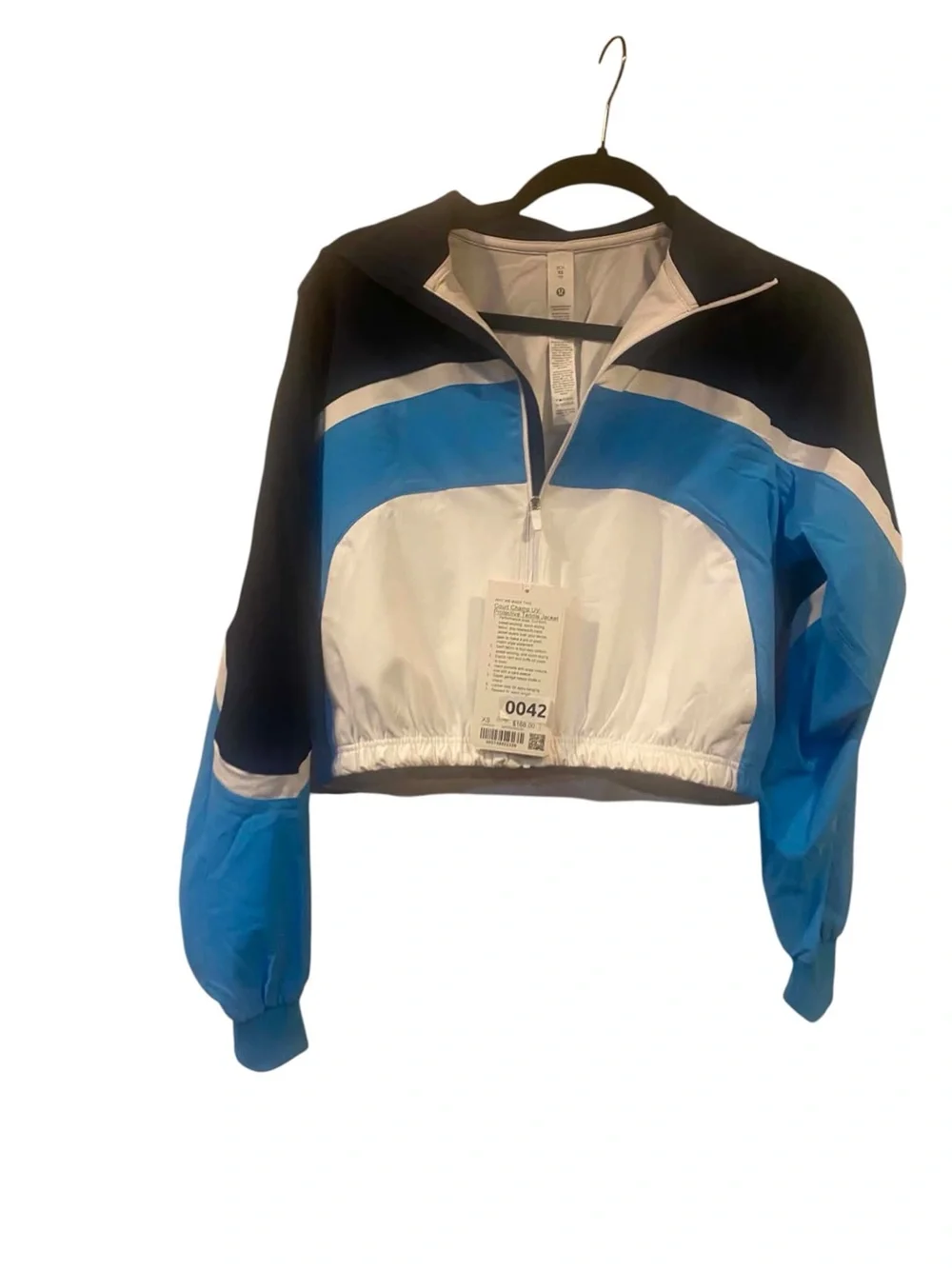 NWT Lululemon Court Charm UV Protective Tennis Jacket OCEAN BLUE/WHITE Size XS